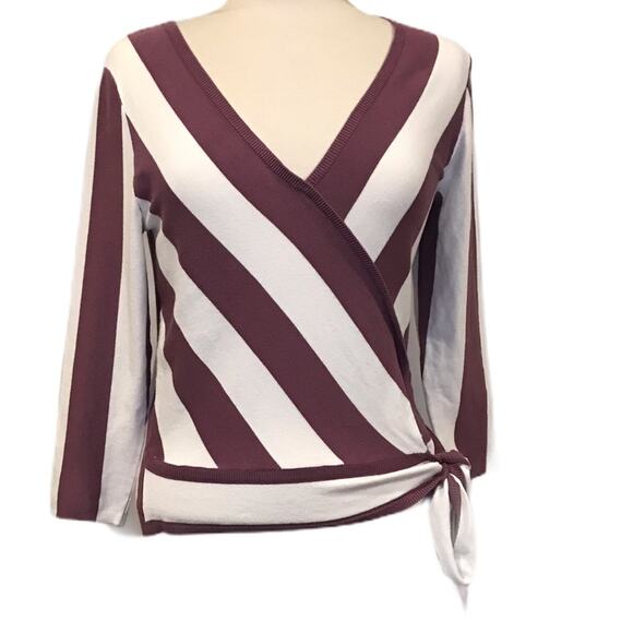 A24). NY&C 7th Avenue Design Studio Wrap Blouse Stripes - Picture 1 of 8